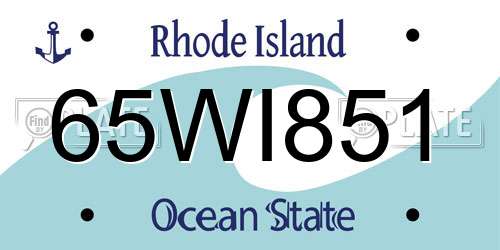 65WI851 Rhode Island License Plate