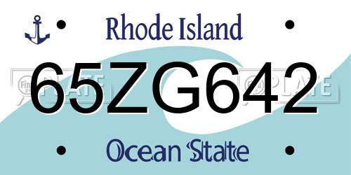 65ZG642 Rhode Island License Plate