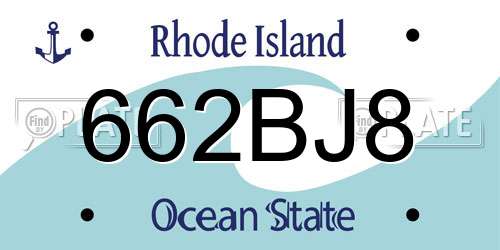 662BJ8 Rhode Island License Plate