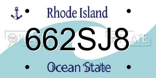 662SJ8 Rhode Island License Plate