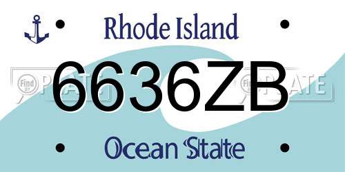 6636ZB Rhode Island License Plate