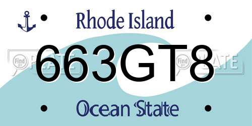 663GT8 Rhode Island License Plate