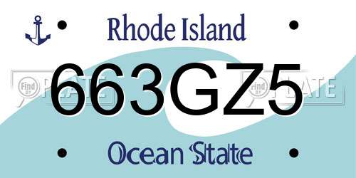 663GZ5 Rhode Island License Plate
