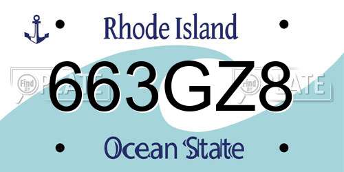 663GZ8 Rhode Island License Plate