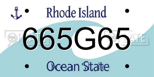 665G65 Rhode Island License Plate