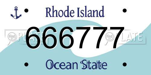 666777 Rhode Island License Plate