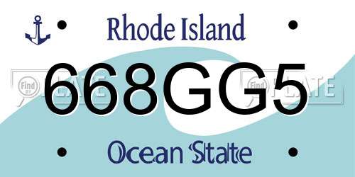 668GG5 Rhode Island License Plate