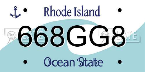 668GG8 Rhode Island License Plate