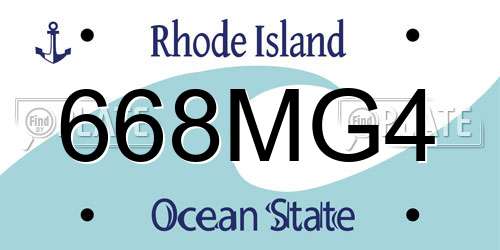 668MG4 Rhode Island License Plate