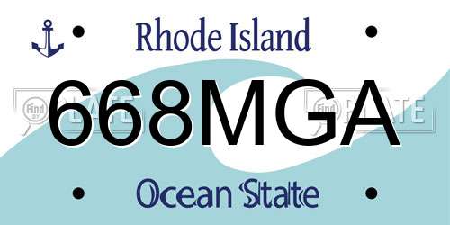 668MGA Rhode Island License Plate