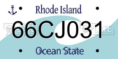 66CJ031 Rhode Island License Plate