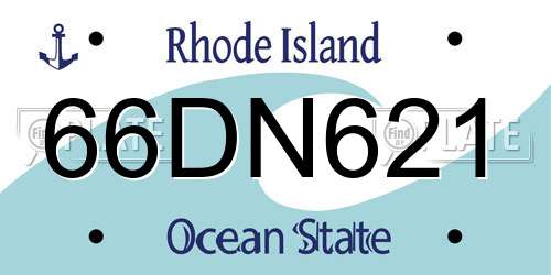 66DN621 Rhode Island License Plate
