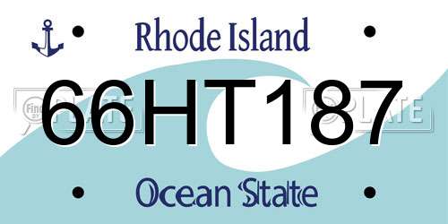 66HT187 Rhode Island License Plate