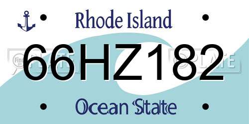 66HZ182 Rhode Island License Plate