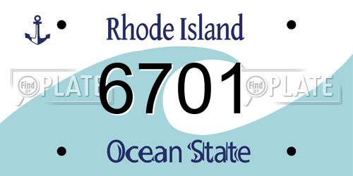 6701 Rhode Island License Plate