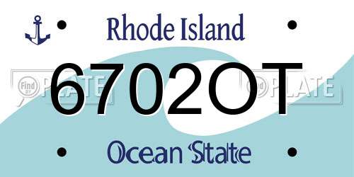 6702OT Rhode Island License Plate