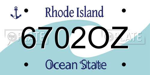 6702OZ Rhode Island License Plate