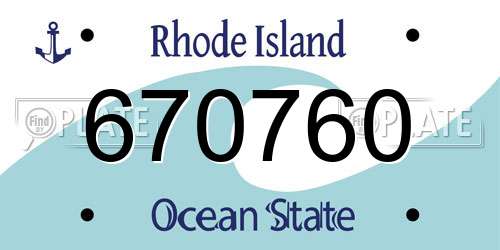 670760 Rhode Island License Plate