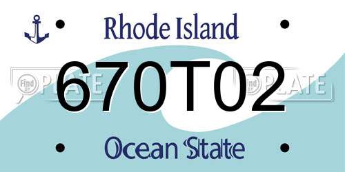 670T02 Rhode Island License Plate