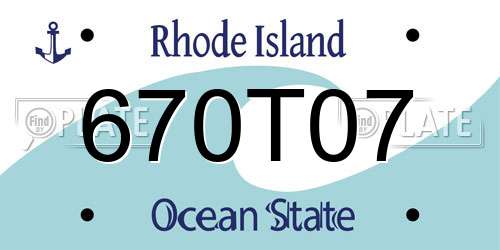 670T07 Rhode Island License Plate