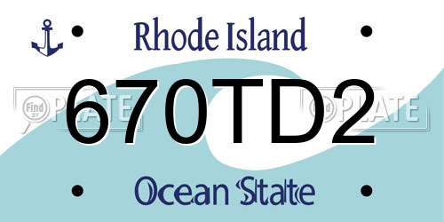 670TD2 Rhode Island License Plate