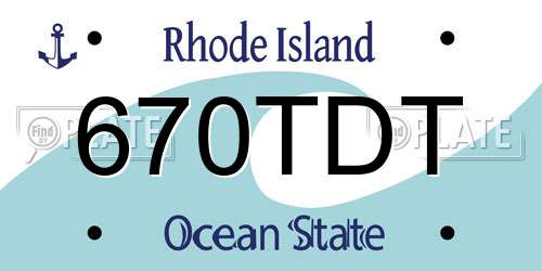 670TDT Rhode Island License Plate
