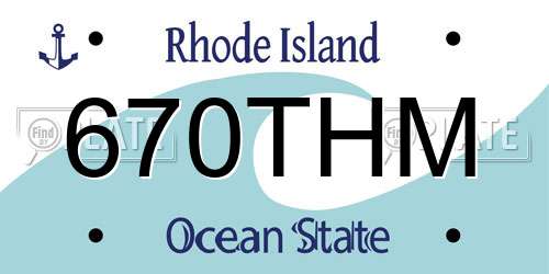 670THM Rhode Island License Plate