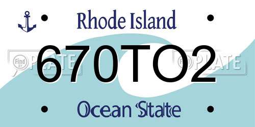 670TO2 Rhode Island License Plate