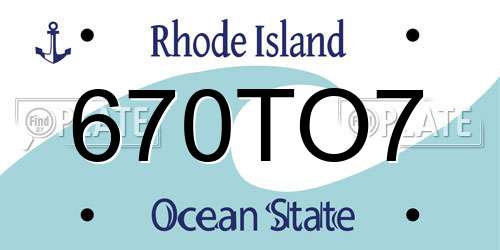670TO7 Rhode Island License Plate
