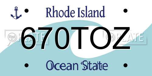 670TOZ Rhode Island License Plate