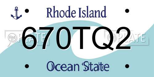 670TQ2 Rhode Island License Plate