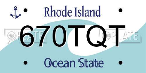 670TQT Rhode Island License Plate
