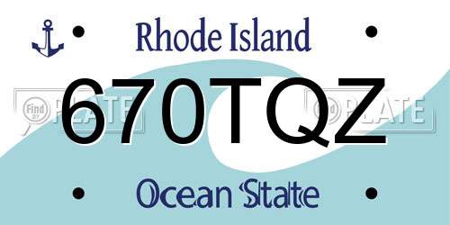 670TQZ Rhode Island License Plate