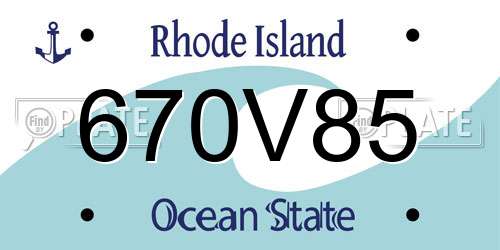 670V85 Rhode Island License Plate