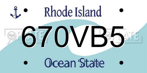 670VB5 Rhode Island License Plate