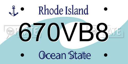 670VB8 Rhode Island License Plate