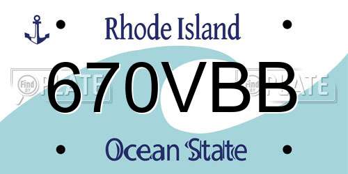 670VBB Rhode Island License Plate