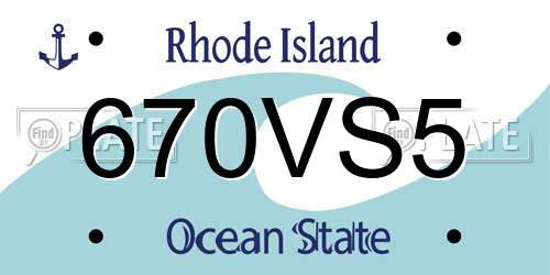 670VS5 Rhode Island License Plate