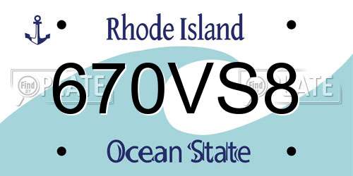 670VS8 Rhode Island License Plate