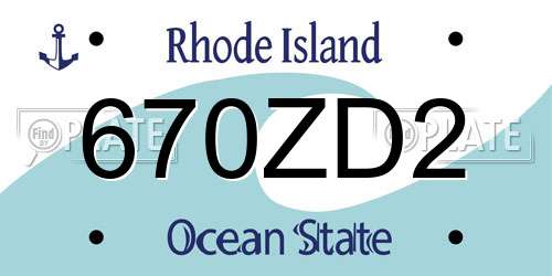 670ZD2 Rhode Island License Plate