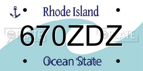 670ZDZ Rhode Island License Plate