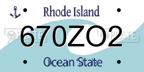 670ZO2 Rhode Island License Plate