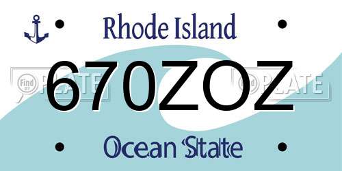 670ZOZ Rhode Island License Plate