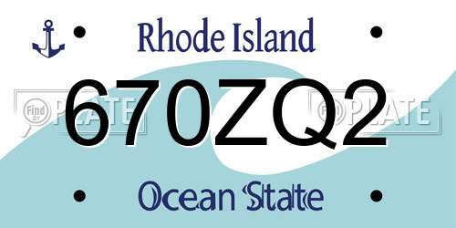 670ZQ2 Rhode Island License Plate