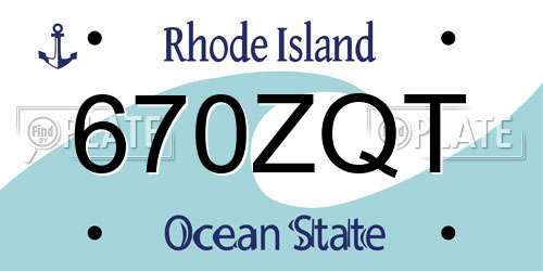 670ZQT Rhode Island License Plate