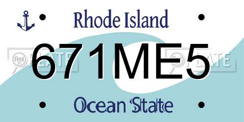 671ME5 Rhode Island License Plate