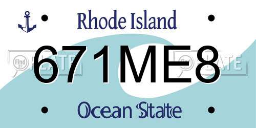 671ME8 Rhode Island License Plate
