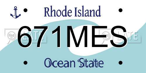 671MES Rhode Island License Plate