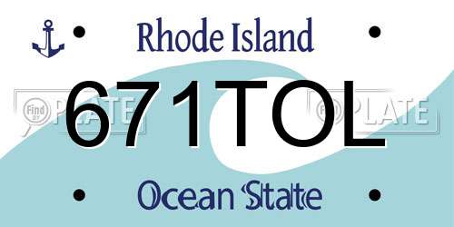 671TOL Rhode Island License Plate