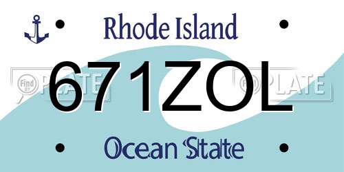671ZOL Rhode Island License Plate